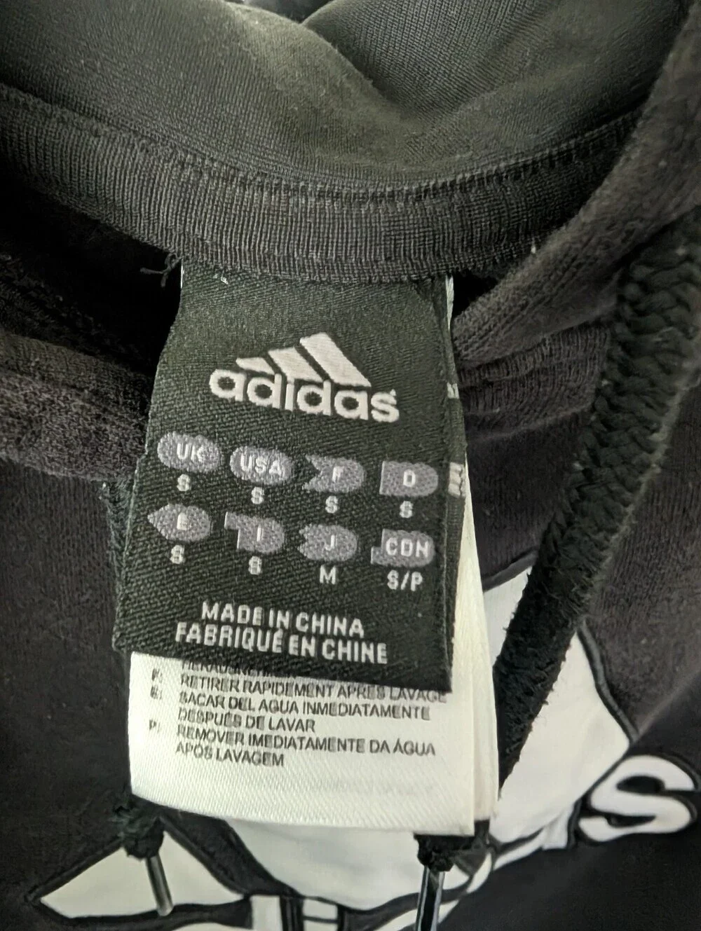 adidas Black Hoodie with White Trefoil-Style Logo